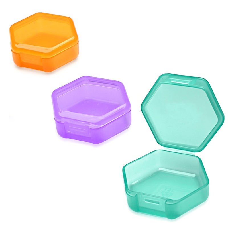 3 Pcs Small Pill Box, Travel Pill Box Small Pill Organiser Mini Pill Case Portable Pill Container Pill Holder Pill Boxes for Pocket Vitamin Medication (Orange & Cyan & Purple)â€¦